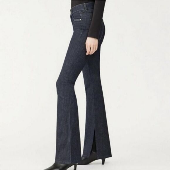 DL1961 Bridget Instasculpt Slit Boot Cut Jeans Indigo Coated 33" Inseam - Picture 1 of 13